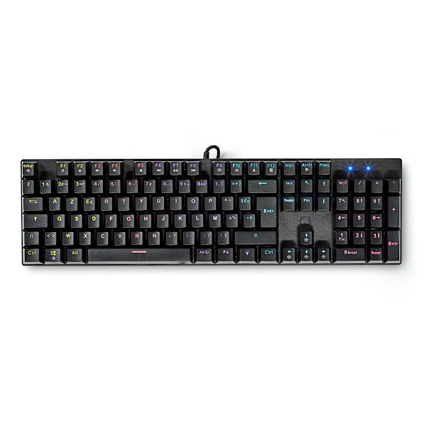 Pelinäppäimistö Langallinen | USB Type-A | Mekaaniset Avaimet | LED | AZERTY | FR Näppäinasettelu | USB Virta | Virtakaapelin pituus: 1.50 m | Pelinäp musta