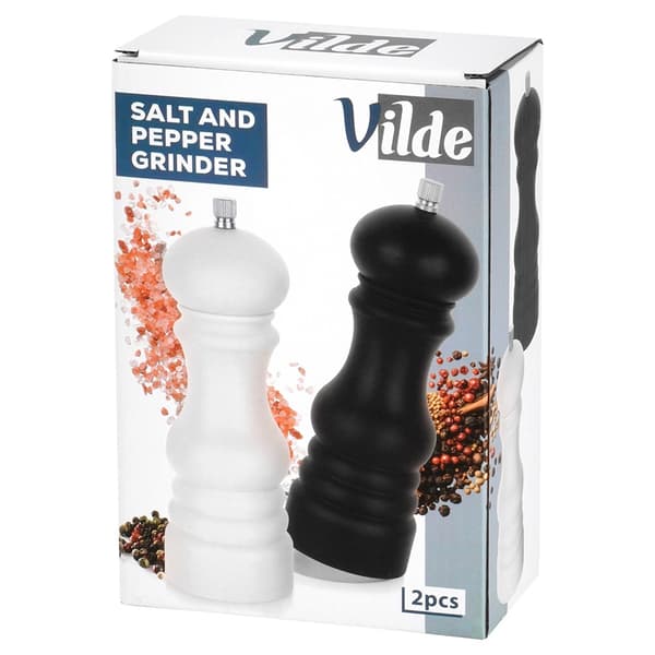 Peber- og saltkværnsæt, 18 cm, sort og hvid
