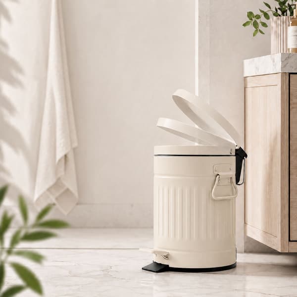 Beige retro pedalhink för badrum, 3 liters kapacitet