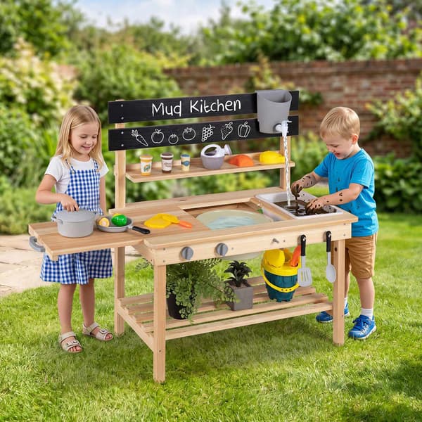 2-i-1 trækøkken med muddervask og tilbehør