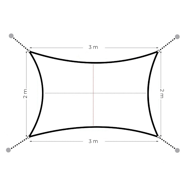 Rektangulært solsejl vandtæt baldakin 2x3m ModernHome - grå