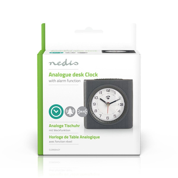 Analogt Bord Vækkeur | Snooze funktion | Baggrundslys | Grå / Hvid