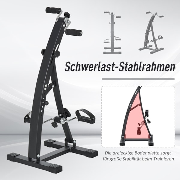 Motionscykel Motionstræner Pedaltræner Til Seniorer, Stål, Sort, 41X50X96Cm