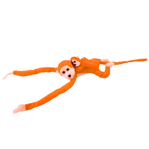 70 cm orange plys-abe med baby, lyd og velcro-sjov