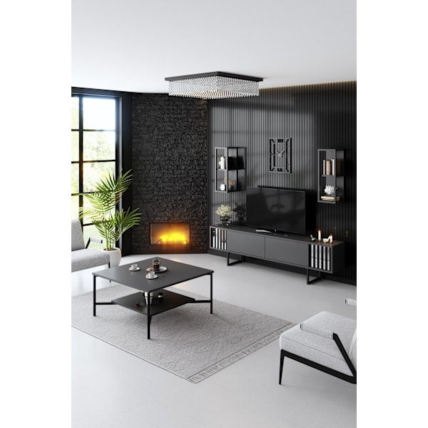 Olohuoneen huonekalusetti Chrome Line Set - antrasiitti, musta