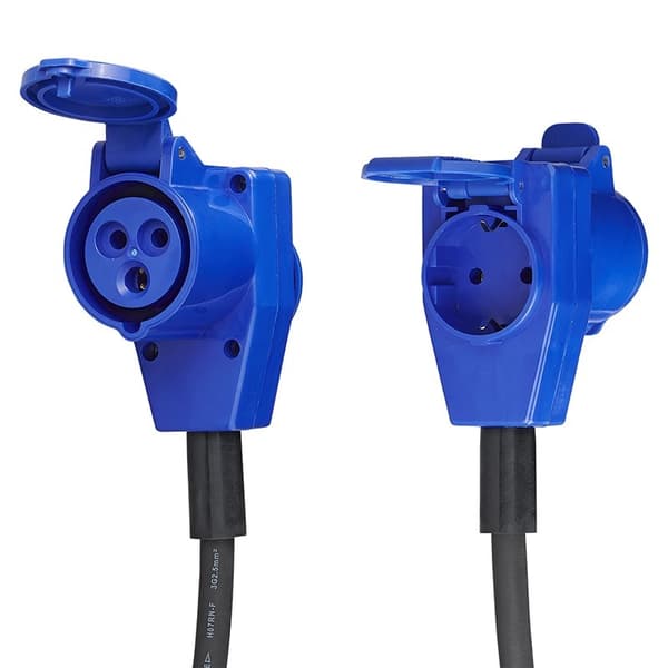 Adapterkabel 40cm fra Schuko stik til CEE vinklet stik + Schuko stik