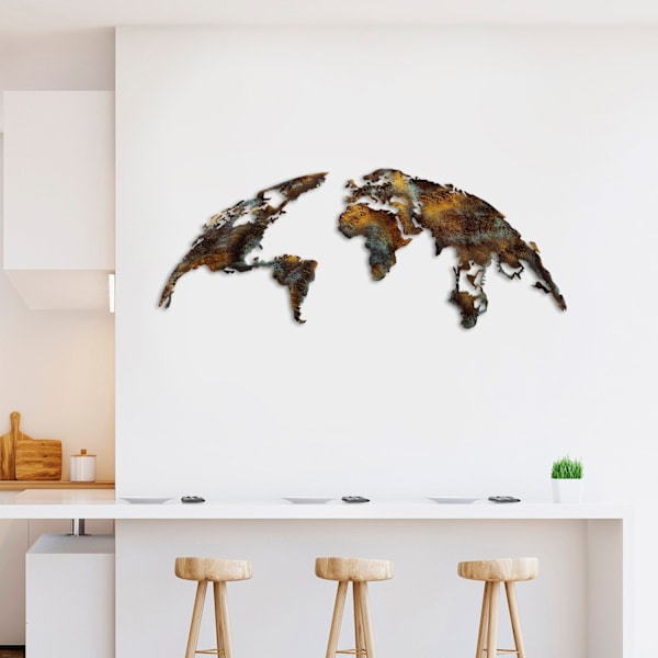 Koristeellinen metalliseinätarvikkeet World Map Medium - 3