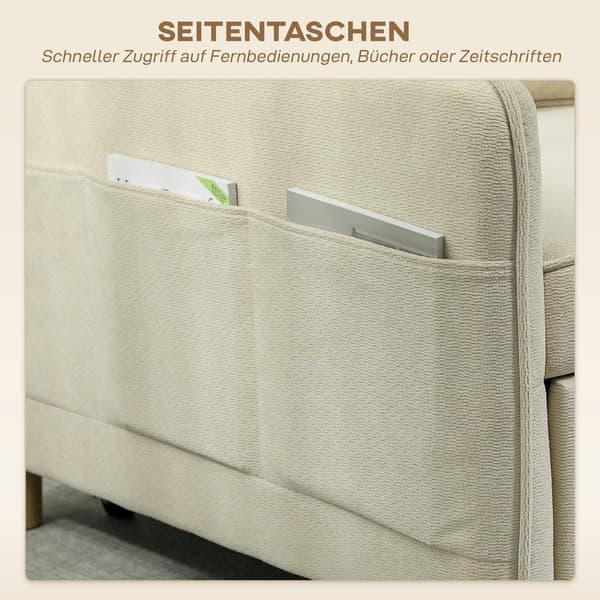 Konvertibel sovfåtölj, skumstoppning, beige tyg