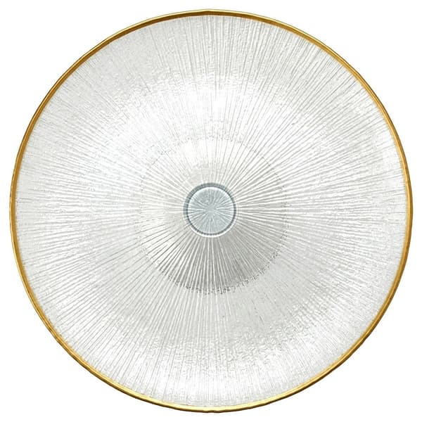 Glasfat, Vitt med Guldkant, 28 cm