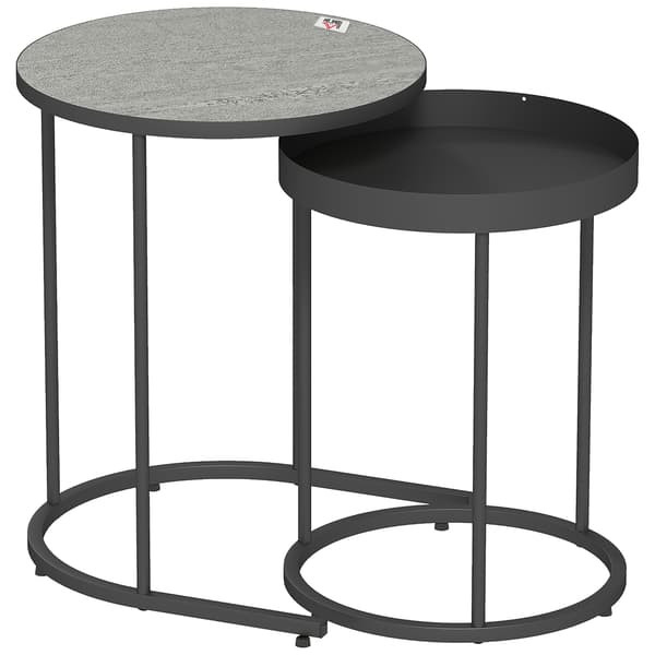 Soffbordsset med hopfällbara möbler, metallbricka, grå