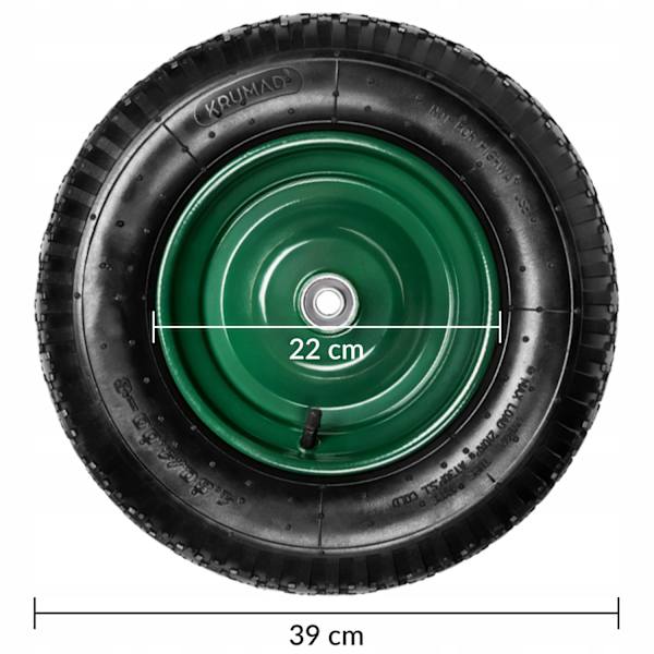 Trillebørhjul 4,80/4,00-8, holdbart, 200 kg belastning