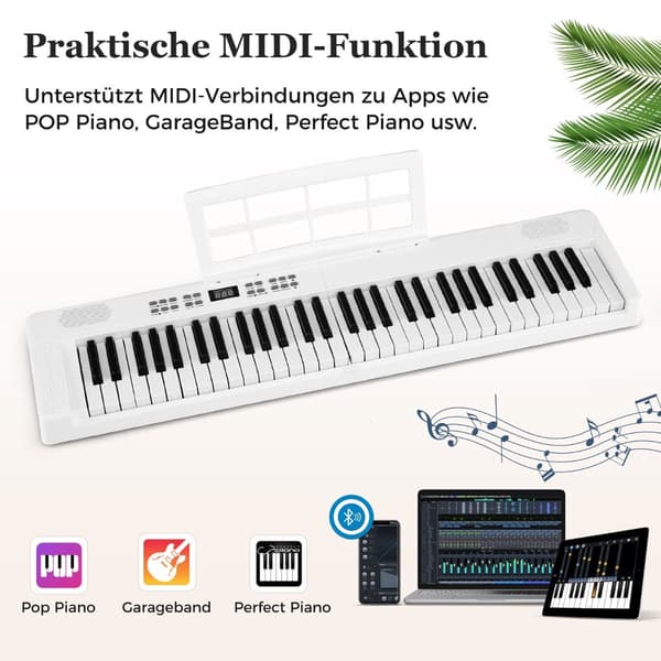 Hopfällbart elektroniskt keyboard med 61 tangenter, MIDI och split