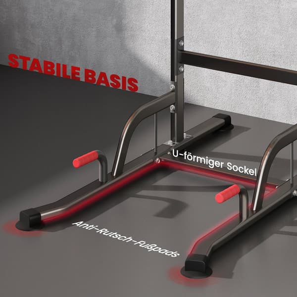 Justerbart krafttorn med pull-up-stång och dipstation