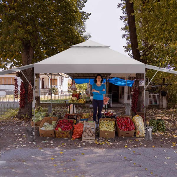 Pop-up telt med dobbelte markiser, 300x537 cm, UPF 50+