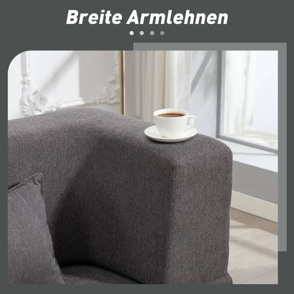 2-sits bäddsoffa i skum, breda armstöd, 360 kg kapacitet, grå