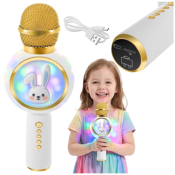 Trådløs Bluetooth Karaoke Mikrofon til Børn, Hvid