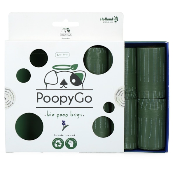 PoopyGo Miljøvenlig 120 stk (8x15 poser) Lavendelduftende