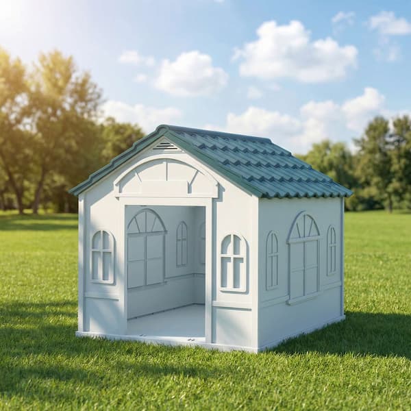Hundhus för utomhusbruk, väderbeständig plast, 65 x 75,7 x 63 cm, blå