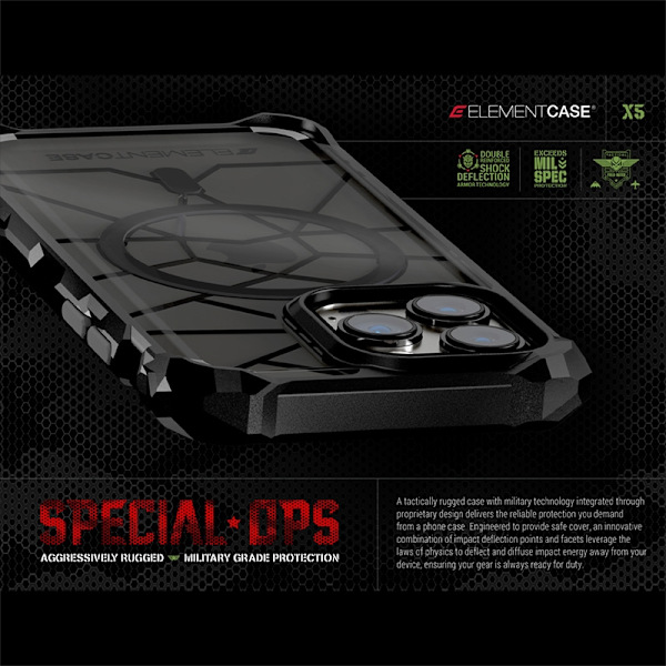 Element Case Special Ops X5 - Fodral för iPhone 14 (Mil-Spec Drop Protection) (Klar/svart)