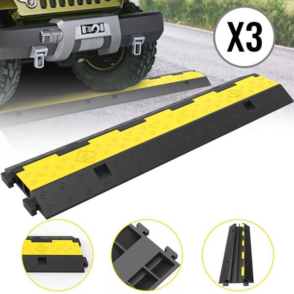 Kabelskyddsramp, 2-kanalig, 11 000 lb, 3-pack