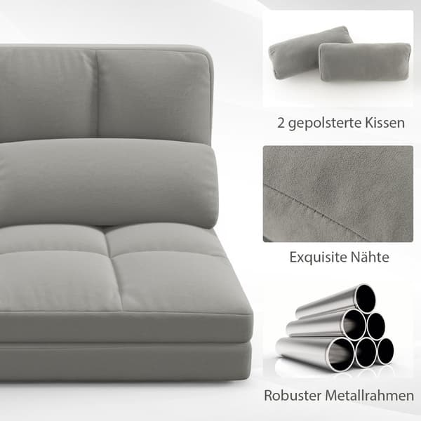 Sovesofa med justerbar ryglæn, lysegrå