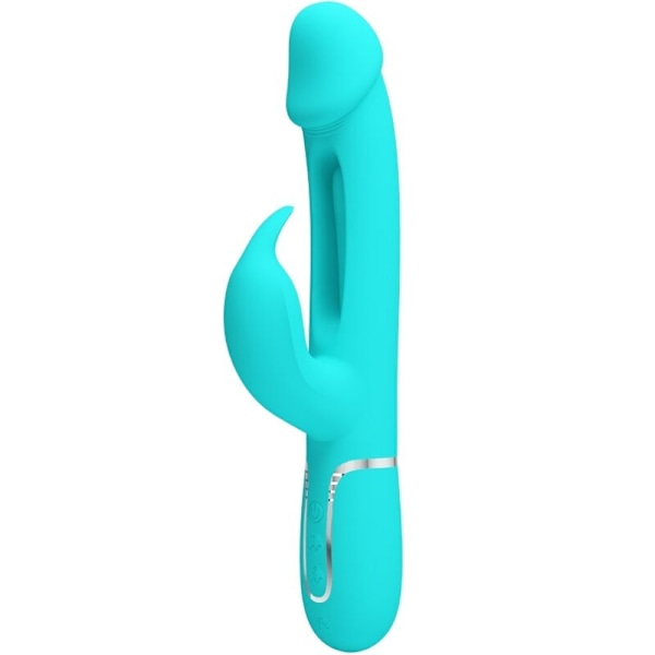 Pretty Love - Kampas Rabbit 3 I 1 Multifunktion Vibrator Med Tongue Aqua Green