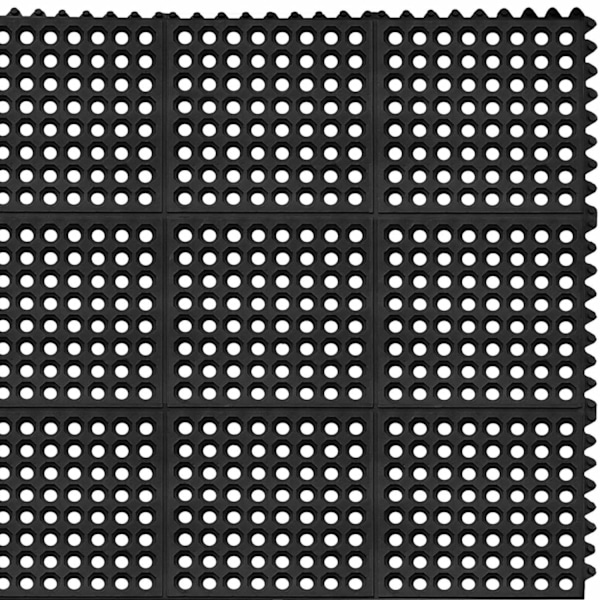 Gennembrudt anti-skrid gummi dørmåtte 92 x 92 x 1 cm sort