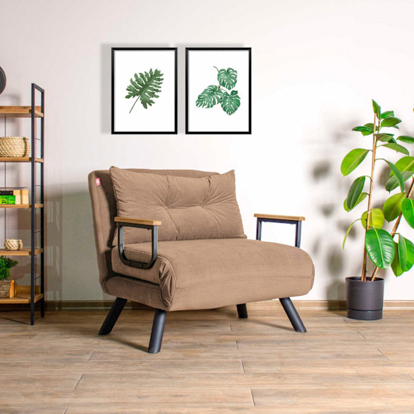 1-sæders sovesofa Sando Single - lysebrun v2