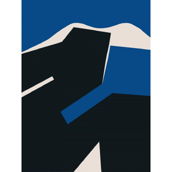 Blue And Black Plain Abstract - 70x100 cm