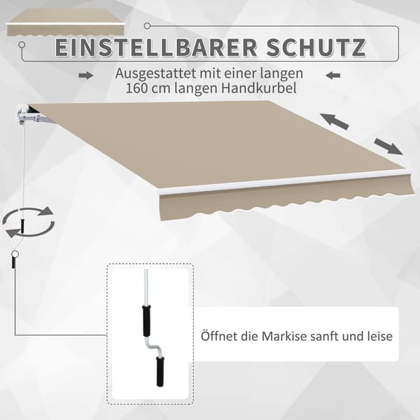 Justerbar uteplatsmarkis, 3,95 x 3m, beige, med vev