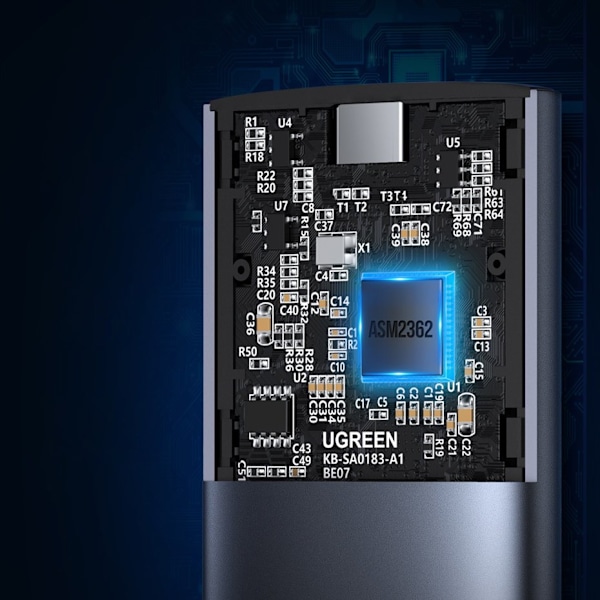 Fickhus för M.2 SuperSpeed ​​​​10Gbps SSD + USB-C-kabel 0,5 m grå