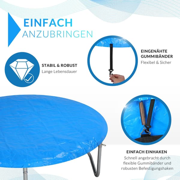 Trampolinöverdrag, blått, 3 meter, UV-resistent, 305 cm diameter