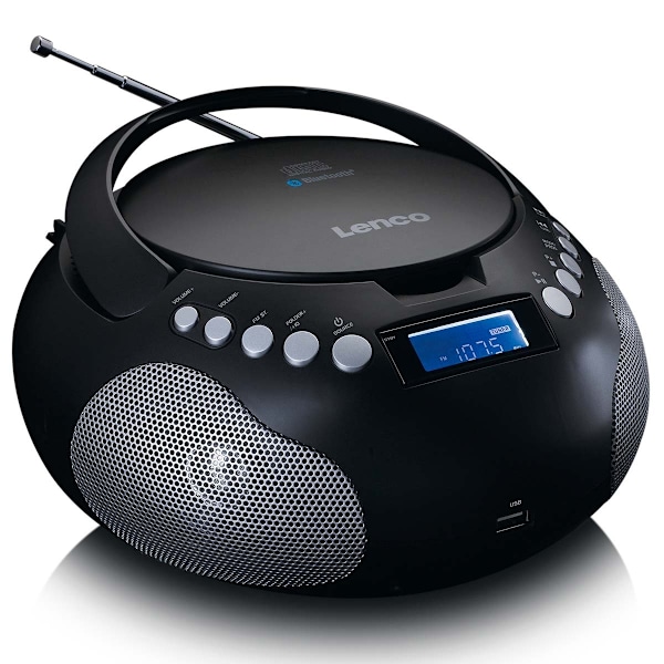Bærbar radio CD/MP3 med USB og Bluetooth Sort