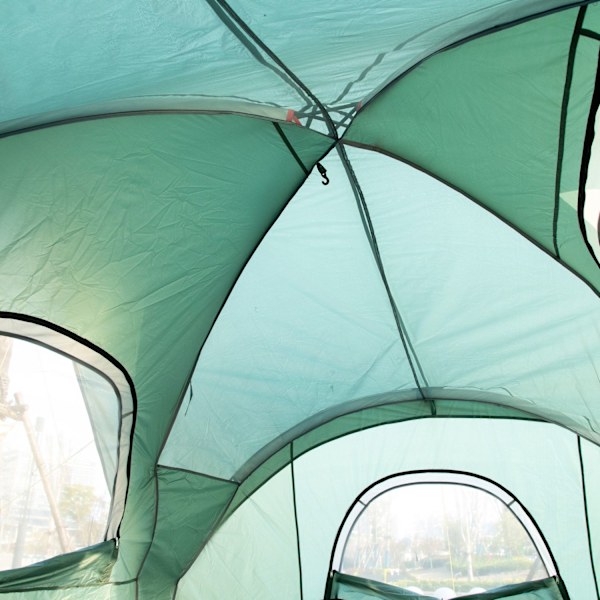 Camping Teltta 5-6 Hengelle Tunneliteltta Tapeilla, Kupoliteltta, Polyesteri, Armeijanvihreä + Musta, 4,55X2,3X1,8M