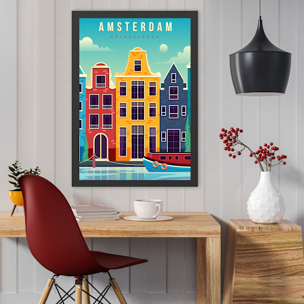 Dekorativ inramad MDF-målning Amsterdam (40 x 55)