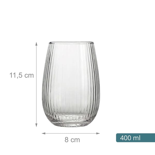 Sæt med 6 gennemsigtige glas, 400 ml kapacitet