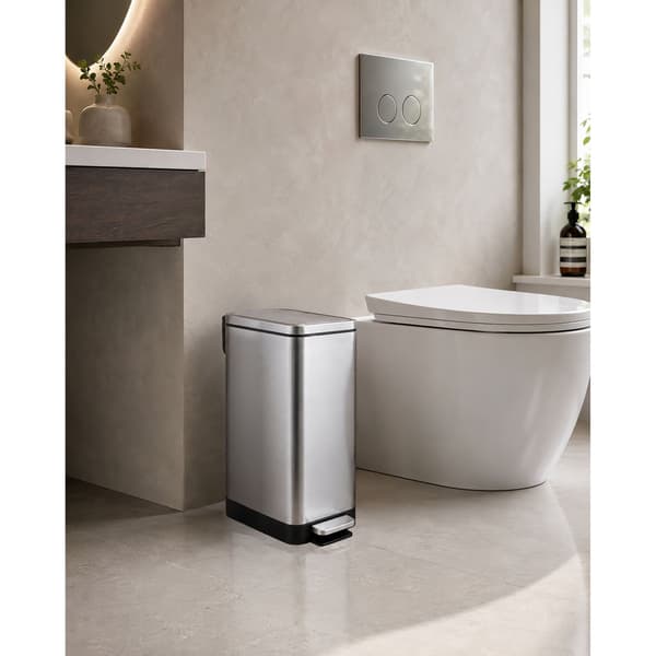 Pedalspand i rustfrit stål, 15 l – softclose, slankt design