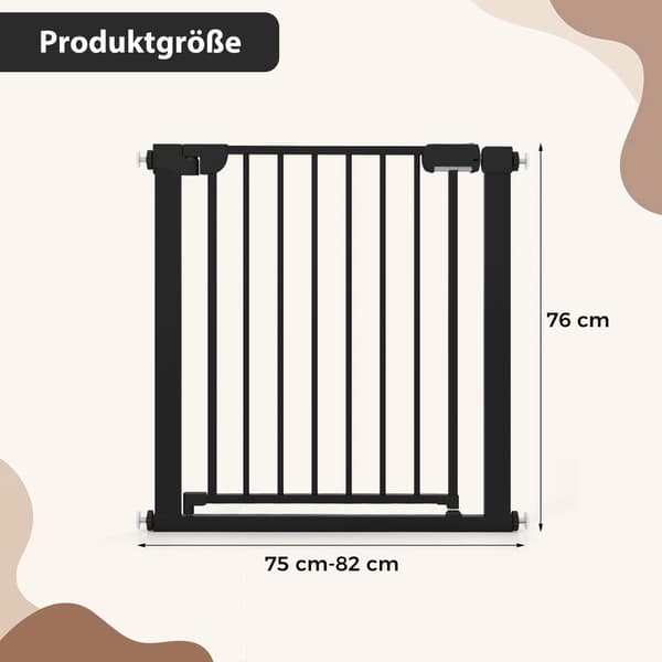 Trappeport uden boring, 75-82 cm, automatisk lukning, sort