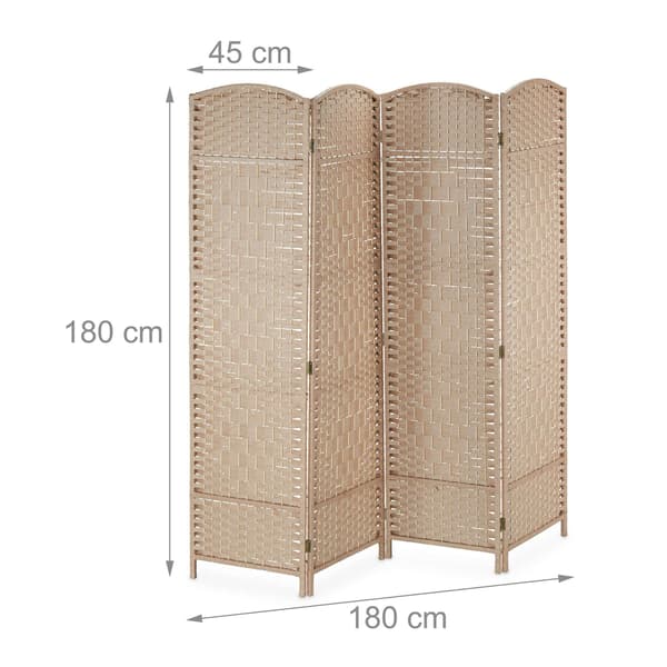 4-panel foldeskærm i naturlig farve