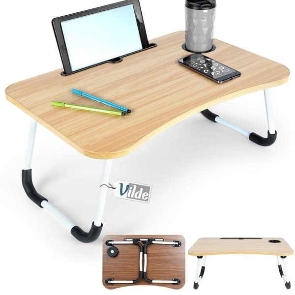 Bärbart Laptop- och Sängbord med Snabb Fällning