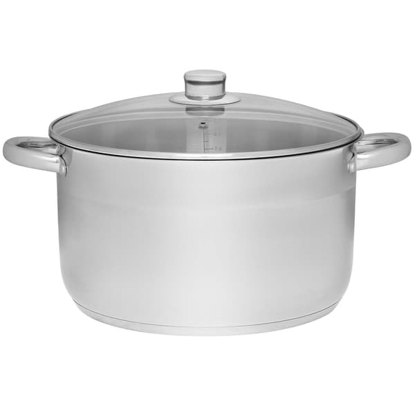 Stålgryde med glaslåg, 10L, 28 cm