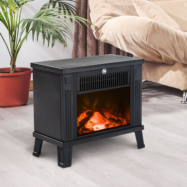 Sähkötakka Sähkötakka Takka Seisomatakka Liekkiefektillä 600/1200W, Metalli, Musta, 34X17X31 Cm