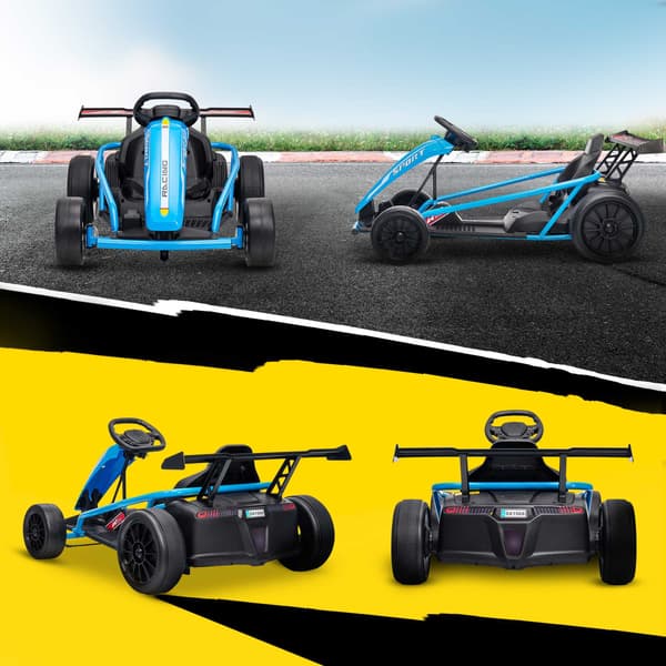 24V elektrisk gokart til drifting, 8-12 år, blå