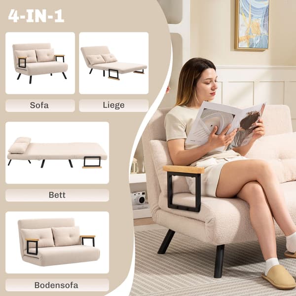 Vuodesohva samettisella tyynyillä, beige