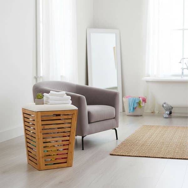 Bambu Tvättkorg med Sits – Förvaringspall