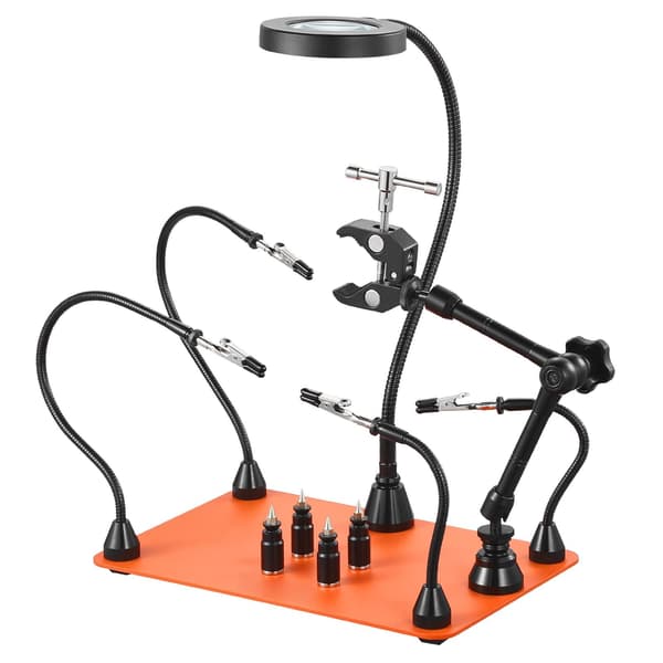 Helping Hands loddestation – 3x LED-forstørrelsesglas, 4 printpladeholdere
