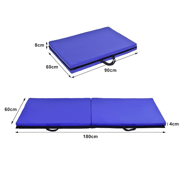 Blød gulvmåtte gymnastikmåtte yogamåtte foldemåtte gymnastikmåtte 180x60x4cm - blå