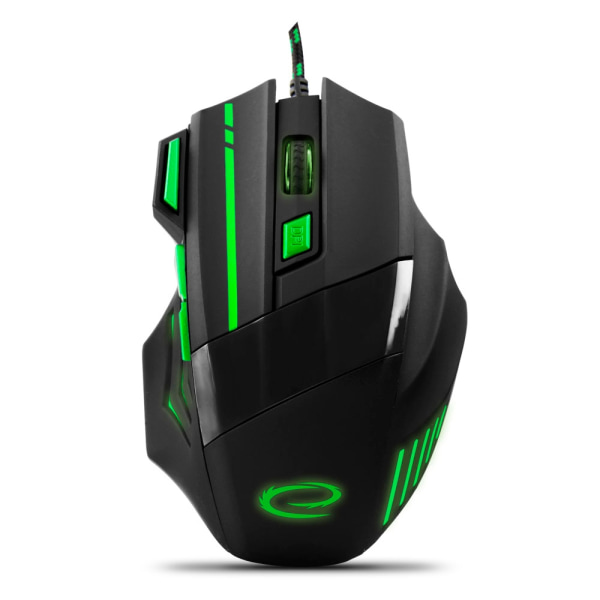 Esperanza Wired Mouse For Gamers 7D Opt. Usb Mx201 Wolf Green Sort, Grøn