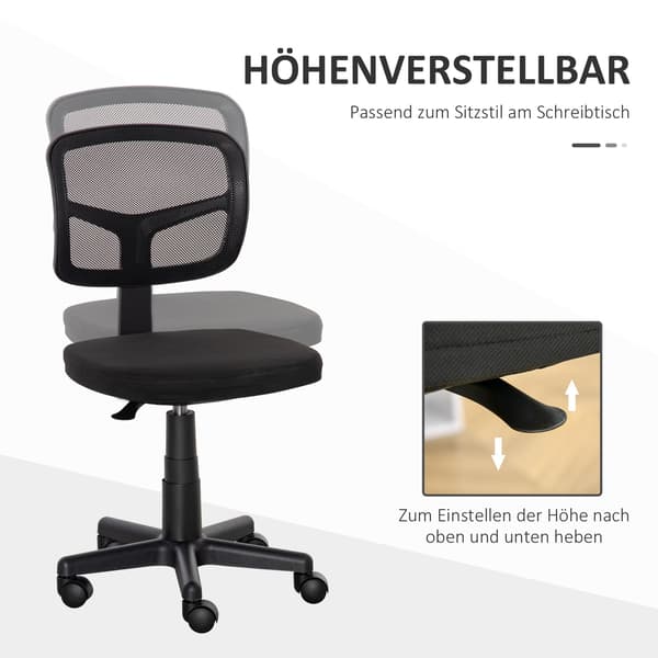 Ergonomisk kontorstol, justerbar højde, sort mesh