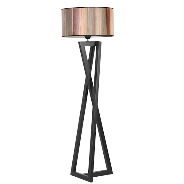 Gulvlampe Maçka Siyah Silindir Renkli Abajurlu Lambader